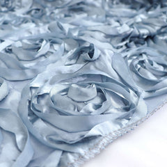 8ftx8ft Dusty Blue Satin Rosette Event Curtain Drapes, Backdrop Event Panel