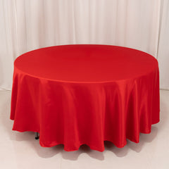 Lamour Satin 108" Round Tablecloth Red - Durable & Silk-Like Table Cover