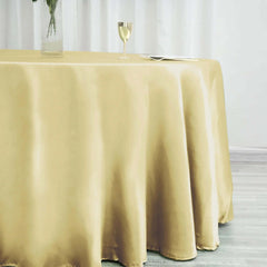 Satin 120" Round Tablecloth Champagne - Stylish Seamless Table Cover