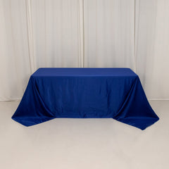Lamour Satin 90"x132" Rectangle Tablecloth Royal Blue - Soft & Silk-Like Seamless Table Cover