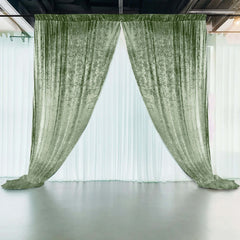 5ftx12ft Sage Green Premium Smooth Velvet Event Curtain Drapes, Privacy Backdrop Event Panel with Rod Pocket