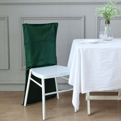 Velvet Chair Back Slipcover for Chiavari Chairs Hunter Emerald Green - Soft and Smooth Solid Chair Back Cover Cap