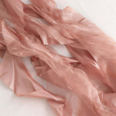 5 Pack Chiffon Satin Chair Sashes Mauve - Easy to Install Ruffled Curly Willow