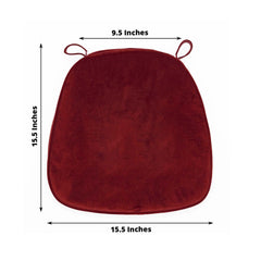 2" Thick Burgundy Velvet Chiavari Chair Pad, Memory Foam Seat Cushion With Ties and Removable Cover