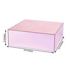 Acrylic Cake Box Stand Pedestal Riser Mirror Finish Rose Gold - Display for Desserts and Events 14"x14"