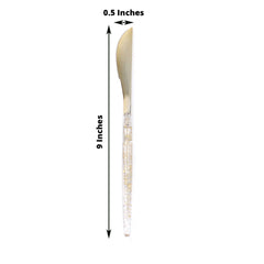 24-Pack Plastic Knives with Gold Glitter - Disposable Silverware Cutlery for Events