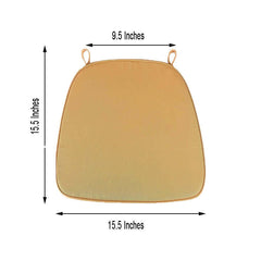 Chiavari Chair Cushion with 1.5" Thick Memory Foam and Ties Gold - Stylish Removable Cover for Comfort