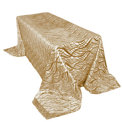 Mesh 90"x156" Rectangle Tablecloth Champagne - Wave Sequin Embroidered Table Cover