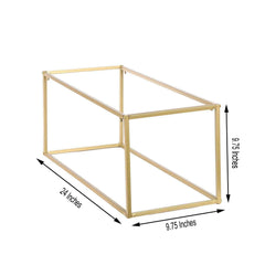 2-Pack Wedding Flower Stand Gold Metal Geometric Column Frame Rectangular - Versatile Floral Pedestal for Sophisticated Arrangements 24"