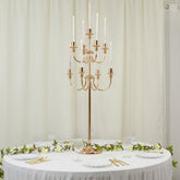 Metal Floor Candelabra Candle Holder, 9-Arm Vintage Taper Stand Gold Table Centerpiece for Weddings & Parties 46" Tall