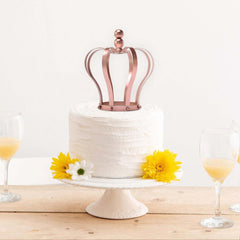 Metal Royal Crown Cake Topper Rose Gold - Sophisticated Wedding Cake Centerpiece Decor for Themed Events 9"