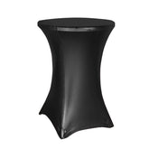 Metallic Spandex 32" Fitted Round Cocktail Table Cover Black Highboy Tablecloth - Stretch Fit & Water-Resistant