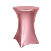 Metallic Spandex 32" Fitted Round Cocktail Table Cover Rose Gold Highboy Tablecloth - Stretch Fit & Water-Resistant
