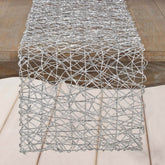 Metallic String Woven 16"x72" Table Runner Silver - Reversible Wire Nest Table Decor