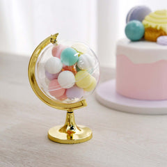 12-Pack Fillable Mini Globe Candy Container Clear Gold - Stylish Candy Treat Favor Containers 4.5"