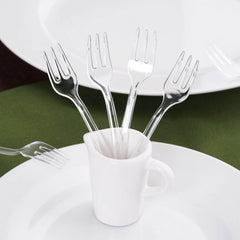 36-Pack Dessert Forks Mini Heavy Duty Design Clear - Plastic Disposable Utensils for Catering and Gatherings 4"