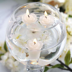 12-Pack Mini Floating Candles Rose Flower Design Ivory - Wedding Vase Fillers for Decor 1"