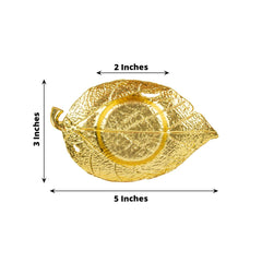 3-Pack Metal Votive Candle Holders Maple Leaf Design Shiny Gold - Vintage Mini Tea Cup Saucers 5"