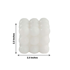 2-Pack Decorative Paraffin Wax Candles Bubble Cube Design White - Unscented Long Burning Pillar Candle Set 2"
