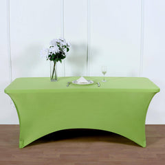 Stretch Spandex 6ft Rectangle Tablecloth Apple Green - Durable Form-Fitting Table Cover