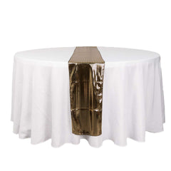 Mirror Foil Polyester 12"x108" Table Runner Black with Gold Metallic Square - Shiny Disco Theme Party Table Decor
