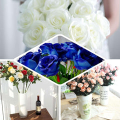 2 Bouquets 33" Tall Blush Artificial Silk Long Stem Rose Bush