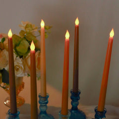 8-Pack LED Flickering Lighting Mixed Natural - Flameless Battery Operated Taper Candles 11"