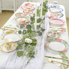 48-Pack Round Paper Cocktail Napkins with Vintage Floral Mixed Design and Scalloped Edges - Soft 2 Ply Disposable Napkins 12"