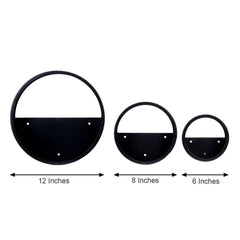 Set of 3 Black Half Moon Wall Planters, Round Metal Wall Hanging Planter, Modern Indoor Outdoor Terrarium - 6",8",12"
