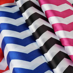 54"x10 Yards Purple White Chevron Print Satin Fabric Roll, Zig Zag DIY Craft Fabric Bolt