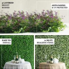 11 Sq ft. Green Boxwood Hedge Locust and Cypress Garden Wall Backdrop Mat - 4 Artificial Panels