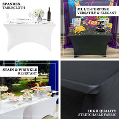 Stretch Spandex 48"x30" Rectangle Tablecloth White - Durable Form-Fitting Table Cover for Events & Presentations