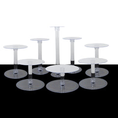 8-Tier Acrylic Cake Stand Set Clear - Sturdy & Lightweight Cupcake Holder Dessert Pedestal Centerpiece Risers in Assorted Sizes for Modern Minimalist Buffet Party Tables