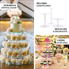 Acrylic Round DIY Cake Stand Plate Clear - Customized Tiered Dessert Display Holder for Treats Appetizers & Snacks