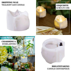 12-Pack LED Flameless Luminaria Lighting Warm White - Battery Operated Tealight Candles with Realistic Wax Design 1.5"