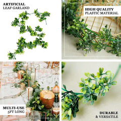 4ft Real Touch Green Artificial Willow and Frond Leaves Garland Vine