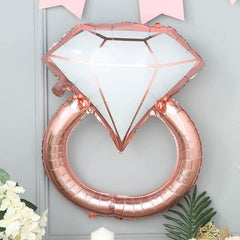 26" Giant Rose Gold White Diamond Ring Mylar Foil Helium Air Balloon