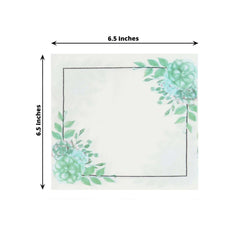 20-Pack Paper Dinner Napkins with Floral Design White/Green - Disposable 2 Ply Beverage Napkins 13"x13"