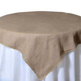 Natural Jute 72"x72" Table Overlay Square Tablecloth - Rustic Design for Authentic Vintage Decor