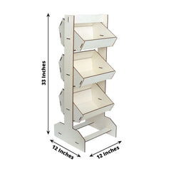 3-Tier Wooden Display Rack Basket Floor Standing Design Natural - Rustic Tabletop Cupcake Dessert Shelf Holder 33"