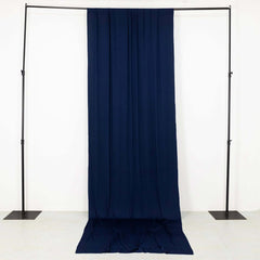Navy Blue 4-Way Stretch Spandex Event Curtain Drapes, Wrinkle Free Backdrop Event Panel with Rod Pockets - 5ftx14ft