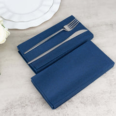 20-Pack Paper Linen-Like Napkins Navy Blue - Disposable Hygienic Airlaid Guest Towels 8.5"x4"