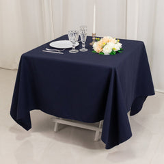 Cotton Blend 70"x70" Square Tablecloth Navy Blue - Wrinkle-Resistant Fabric Table Cover