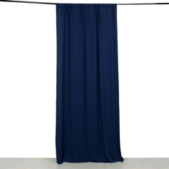 Navy Blue 4-Way Stretch Spandex Event Curtain Drapes, Wrinkle Free Backdrop Event Panel with Rod Pockets - 5ftx10ft