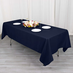 Cotton Blend 60"x102" Rectangle Tablecloth Navy Blue - Wrinkle-Resistant Table Cover