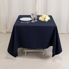 Cotton Blend 70"x70" Square Tablecloth Navy Blue - Wrinkle-Resistant Fabric Table Cover
