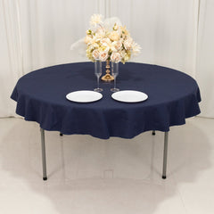Cotton Blend 70" Round Tablecloth Navy Blue - Wrinkle-Resistant Table Cover