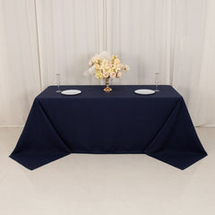 Cotton Blend 90"x132" Rectangle Tablecloth Navy Blue - Seamless Wrinkle-Resistant Table Cover