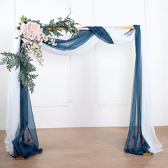 18ft Navy Blue Sheer Organza Wedding Arch Drapery Fabric, Window Scarf Valance