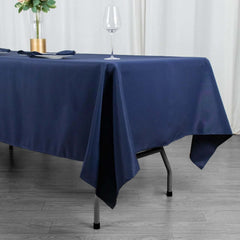 Premium Polyester 60"x102" Rectangle Tablecloth Navy Blue - Durable 220GSM Wrinkle-Resistant Table Cover